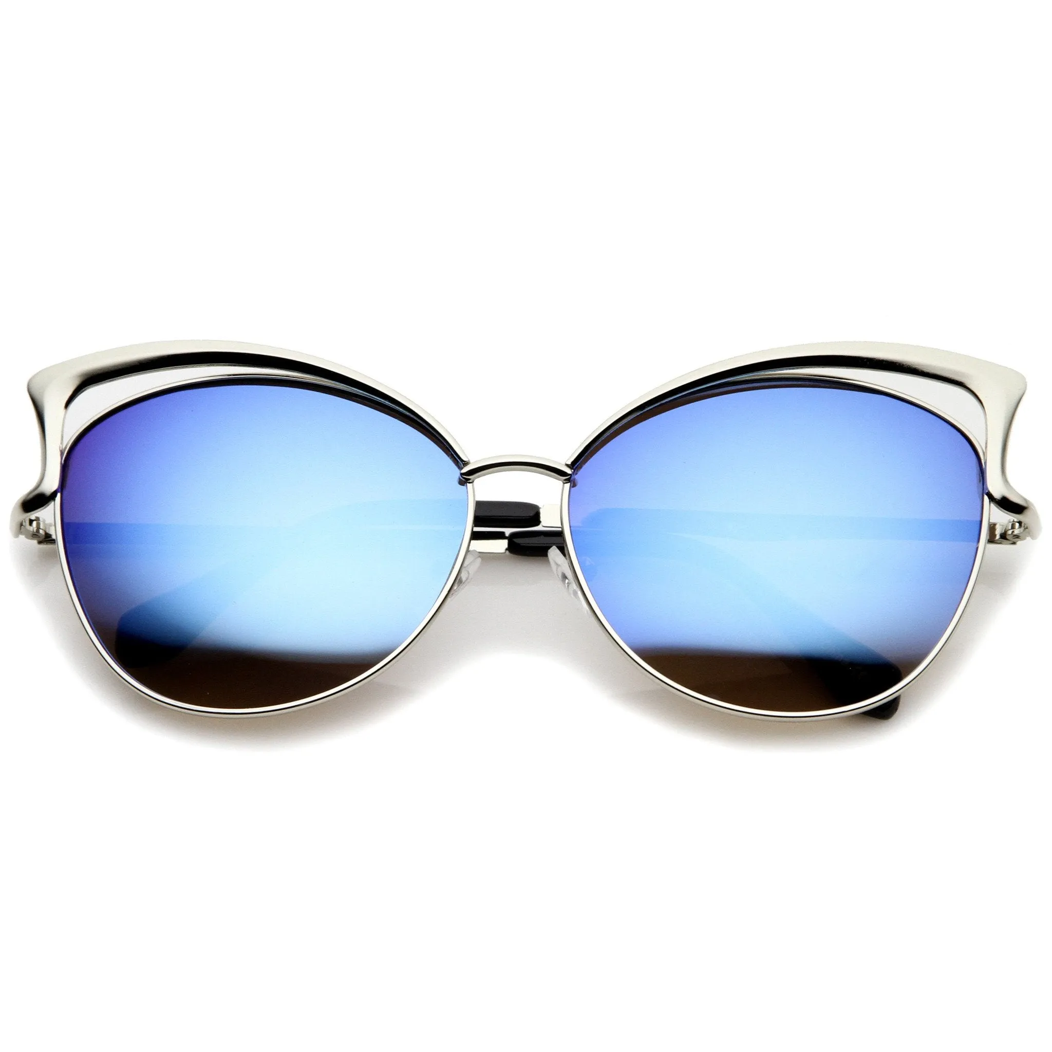 Women's Laser Cut Mirror Lens Cat Eye Sunglasses A447