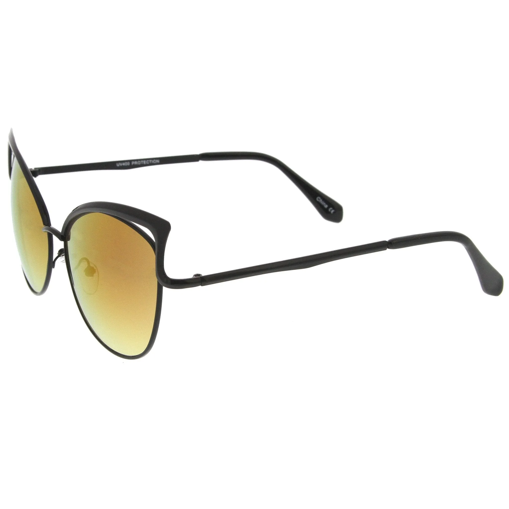 Women's Laser Cut Mirror Lens Cat Eye Sunglasses A447