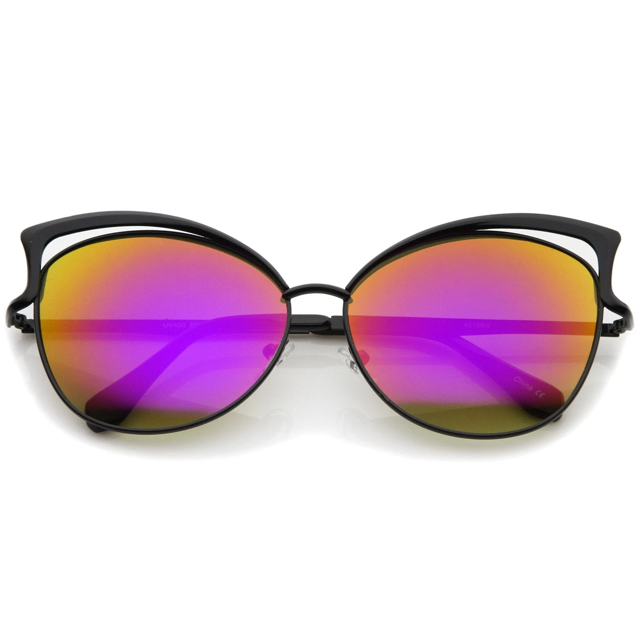 Women's Laser Cut Mirror Lens Cat Eye Sunglasses A447