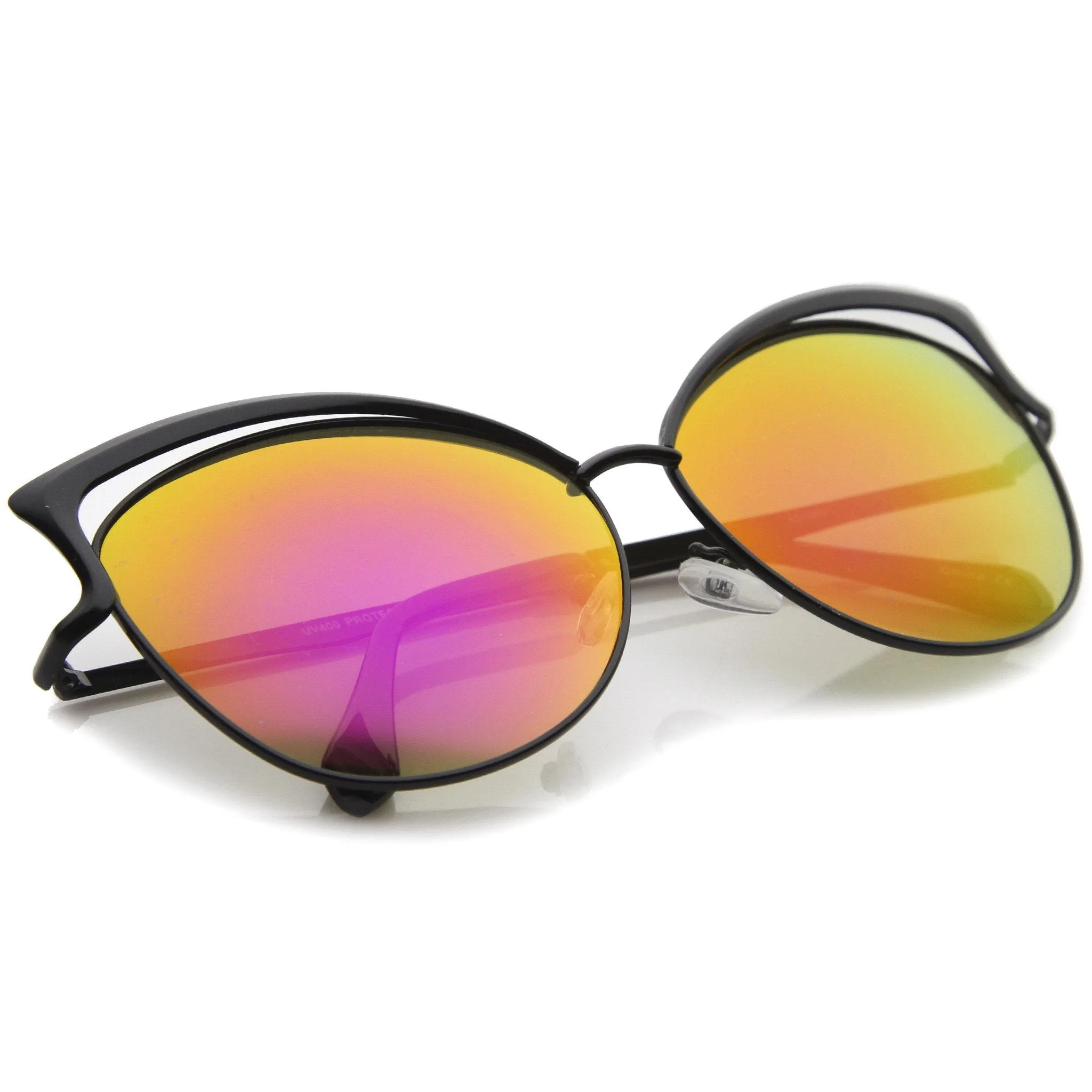 Women's Laser Cut Mirror Lens Cat Eye Sunglasses A447