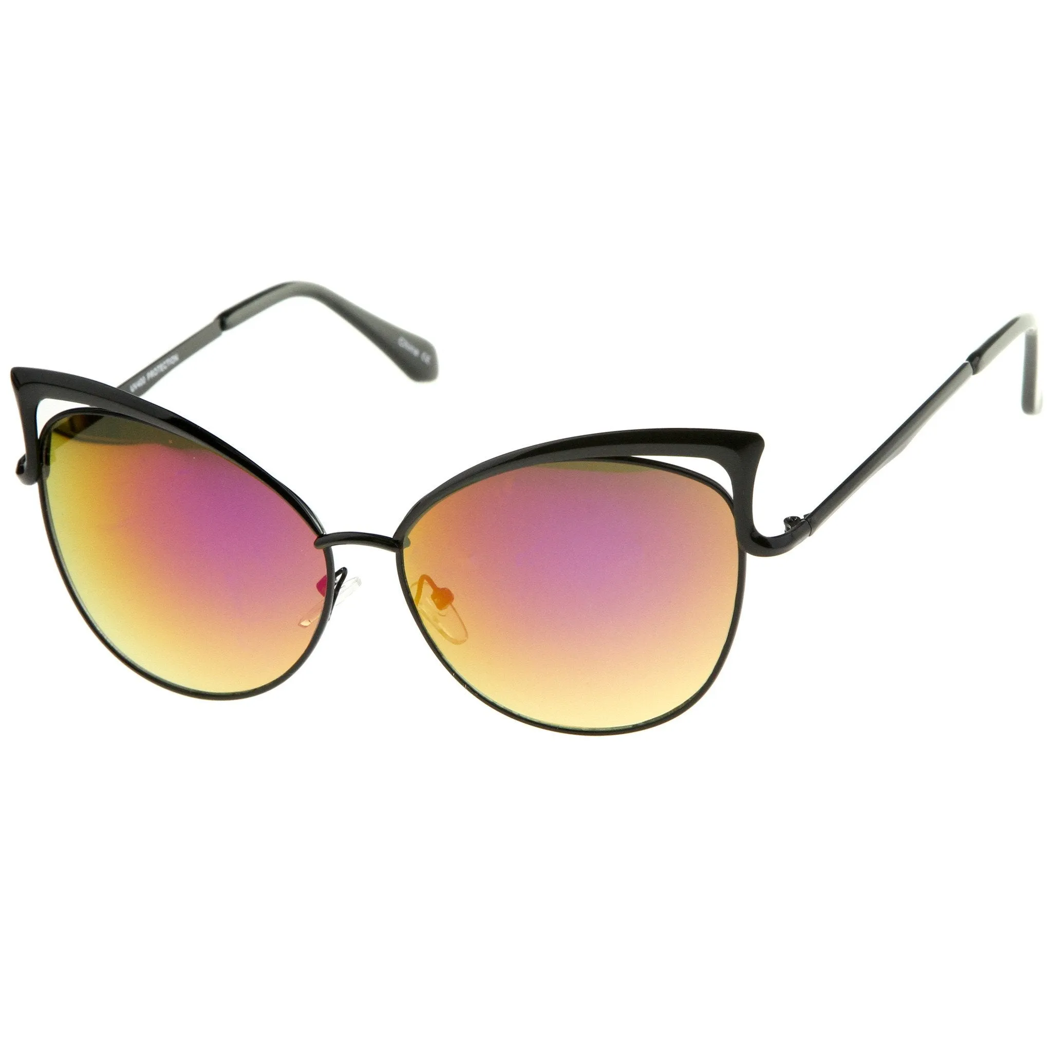 Women's Laser Cut Mirror Lens Cat Eye Sunglasses A447
