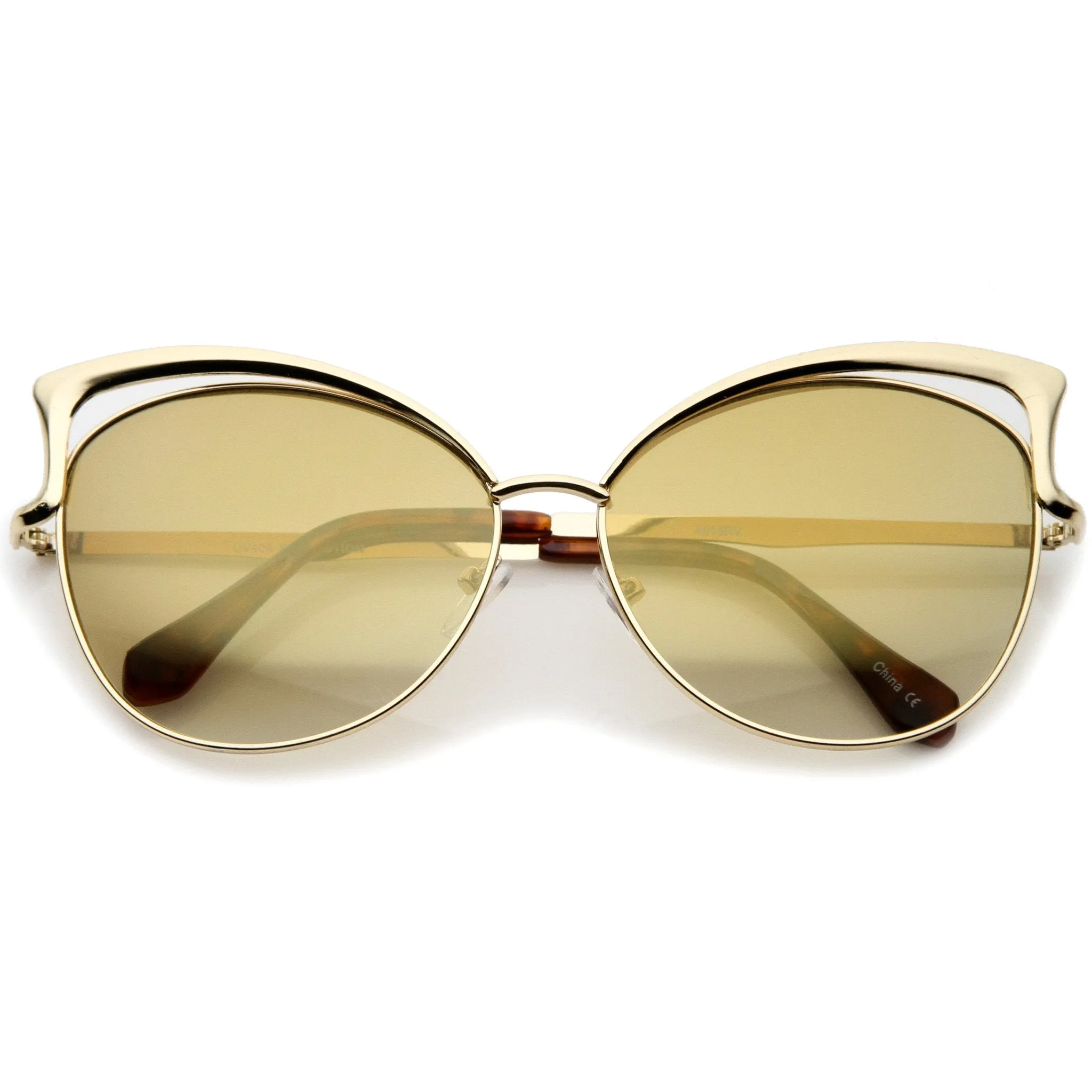 Women's Laser Cut Mirror Lens Cat Eye Sunglasses A447