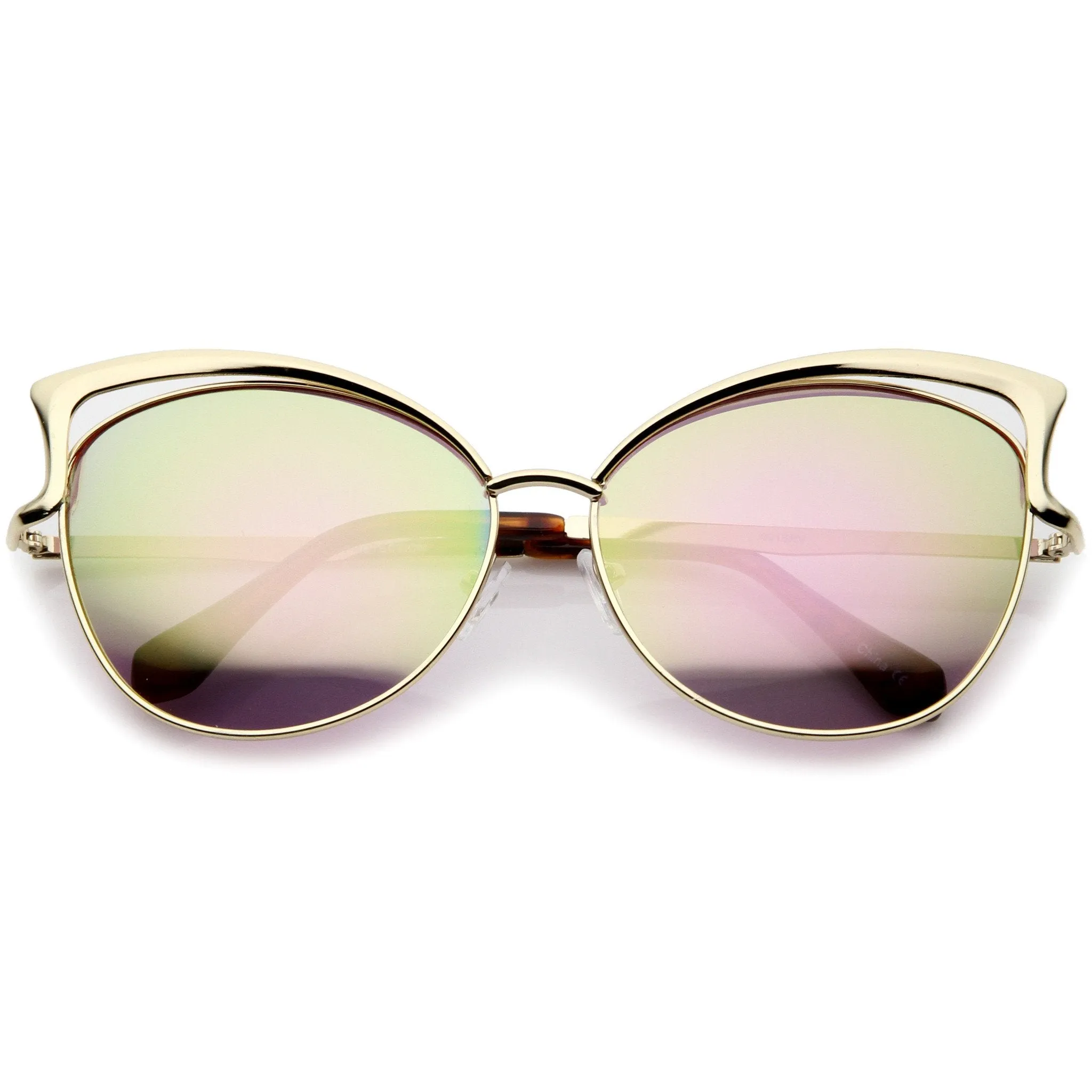 Women's Laser Cut Mirror Lens Cat Eye Sunglasses A447