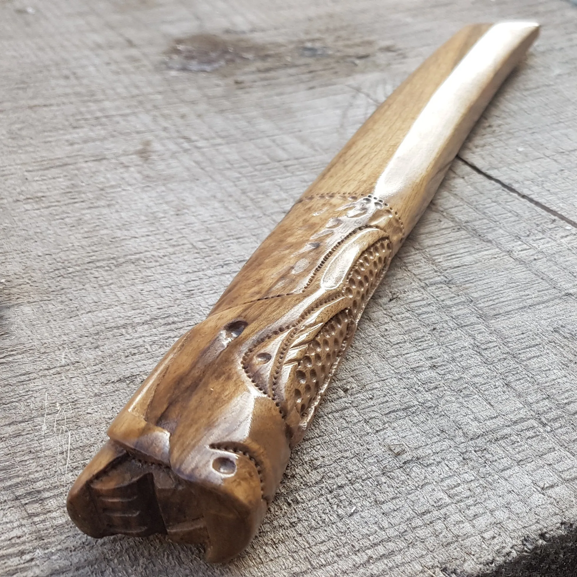 Wooden knife tanto Deluxe Dragon - Walnut